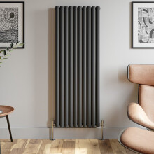Anthracite Designer Radiator Vertical Oval Column Double Panel Rad 1600x600mm