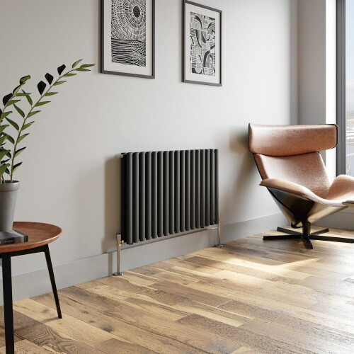 Anthracite Designer Radiator Horizontal Oval Column Double Panel Rad 600x1020mm 2