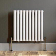 White Modern Designer Radiator Horizontal Oval Column Single Panel Rad 600x600mm