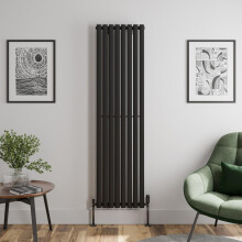 Black Designer Radiator Vertical Oval Single Panel Rad 1800x480mm Steel Modern