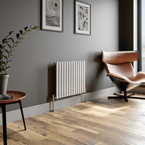 White Designer Radiator Horizontal Oval Column Single Panel Rad 600x780mm NDT 2