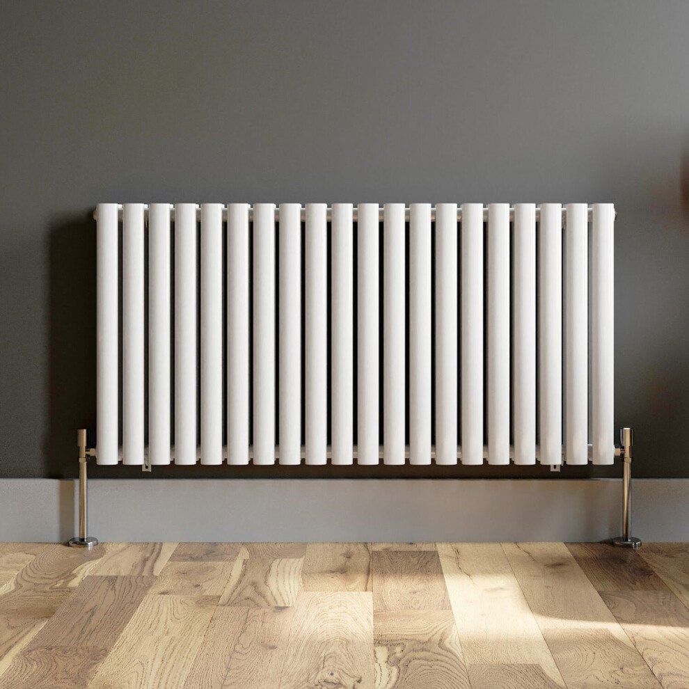 Designer Radiator Horizontal White Oval Column Rads Double Panel 600X1200mm 5056093654427