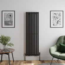 Black Designer Radiator Vertical Oval Single Panel Rad 1600x480mm Steel Modern