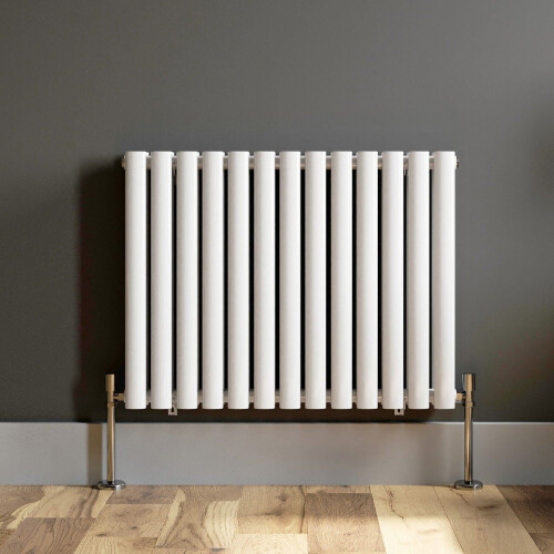 Designer Radiator Horizontal White Oval Column Rads Double Panel 600x780mm