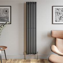 Anthracite Designer Radiator Vertical Oval Column Single Panel Rad 1800x360mm