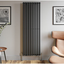 Anthracite Designer Radiator Vertical Oval Column Single Panel Rad 1800x600mm