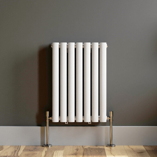 Designer Radiator Horizontal White Oval Column Rads Double Panel 600x420mm