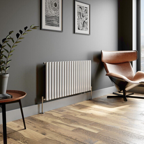 Designer Radiator Horizontal White Oval Column Rads Single Panel 600x1200mm 2