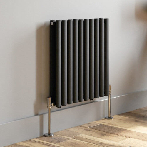 Anthracite Designer Radiator Horizontal Oval Column Double Panel Rad 600x600mm 1