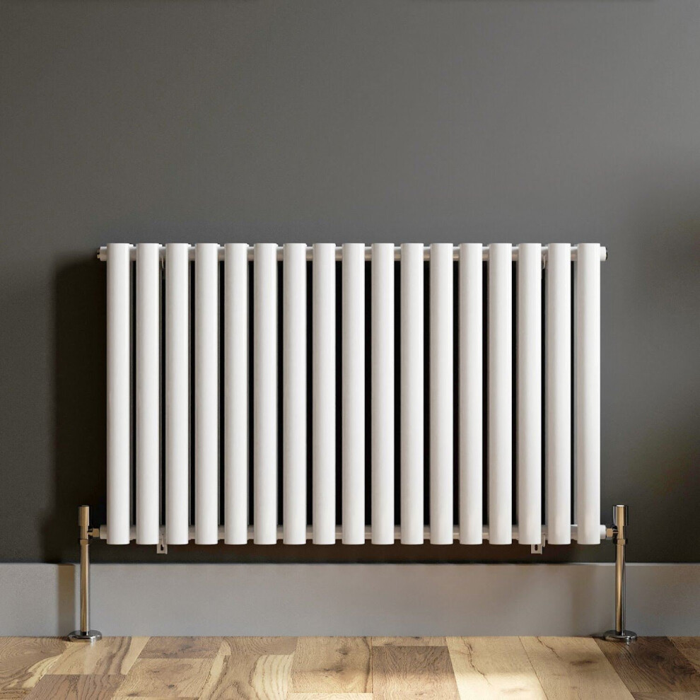 Horizontal 600 x 1020mm Radiator Double Panel Oval Tube Column White Modern