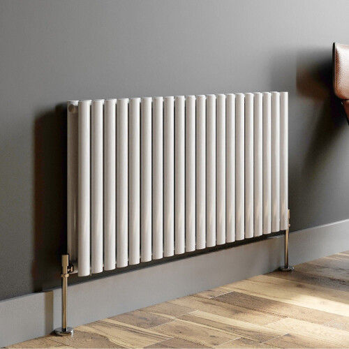Designer Radiator Horizontal White Oval Column Rads Double Panel 600x1200mm 1