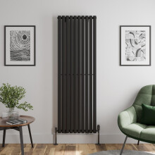 Black Designer Radiator Vertical Oval Single Panel Rad 1800x600mm Steel Modern
