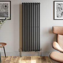 Anthracite Designer Radiator Vertical Oval Column Single Panel Rad 1600x600mm
