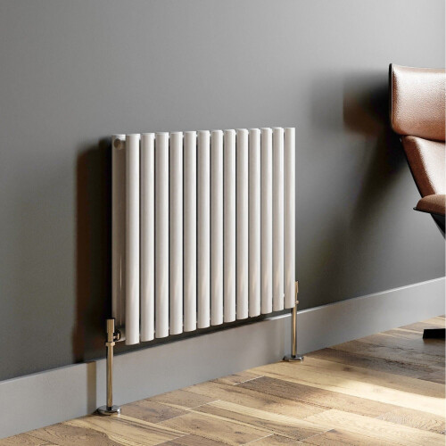 Designer Radiator Horizontal White Oval Column Rads Double Panel 600x780mm 1