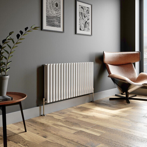 Designer Radiator Horizontal White Oval Column Rads Double Panel 600x1200mm 2