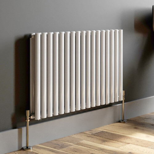 Horizontal 600 x 1020mm Radiator Double Panel Oval Tube Column White Modern 1