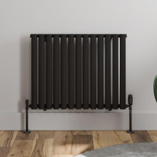 Black Designer Radiator Horizontal Oval Single Panel Rad 600x780mm Steel Modern