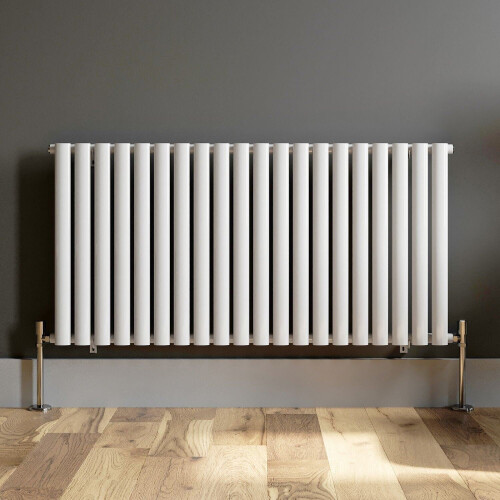 Designer Radiator Horizontal White Oval Column Rads Single Panel 600x1200mm