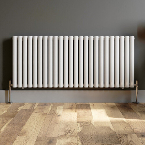 Designer Radiator Horizontal White Oval Column Rads Double Panel 600x1440mm