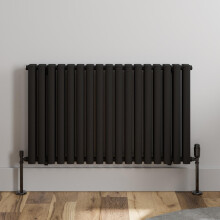 Black Designer Radiator Horizontal Oval Double Panel Rad 600x1020mm Steel Modern