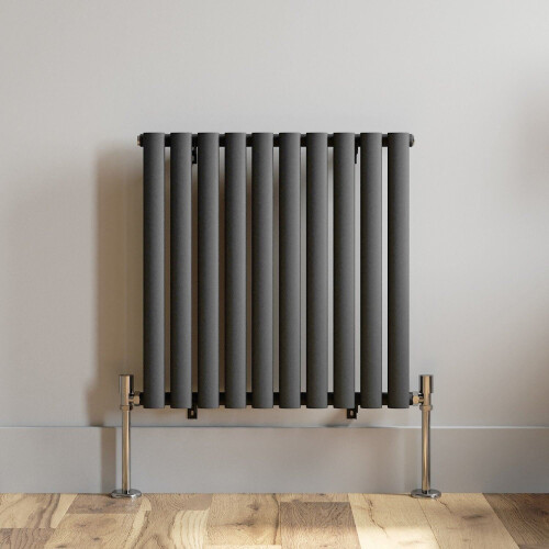 Horizontal Oval Column Designer Radiator Single Panel Rad Anthracite 600x600mm