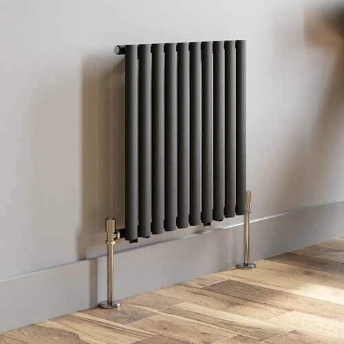 Horizontal Oval Column Designer Radiator Single Panel Rad Anthracite 600x600mm 1