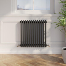 Traditional Colosseum Horizontal Double Bar Column Radiator 600x605mm Black - 2130 BTU - 13 Bars - PWHTRAD2600605B