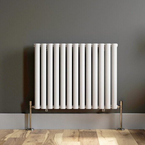 White Designer Radiator Horizontal Oval Column Single Panel Rad 600x780mm NDT