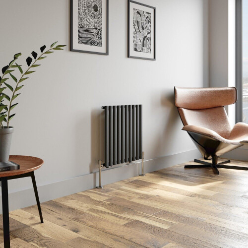 Horizontal Oval Column Designer Radiator Single Panel Rad Anthracite 600x600mm 2