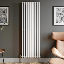 Designer Radiator Vertical White Oval Column Rads Single Panel 1800x600mm