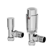 DuraTherm Angled Chrome Thermostatic Radiator Valve Lockshield Pack 15mm TRV Rad