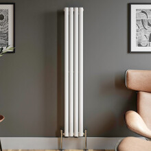 Designer Radiator Vertical White Oval Column Rads Single Panel 1600x240mm