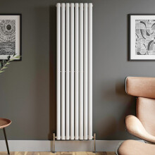 Designer Radiator Vertical White Oval Column Rads Single Panel 1800x480mm