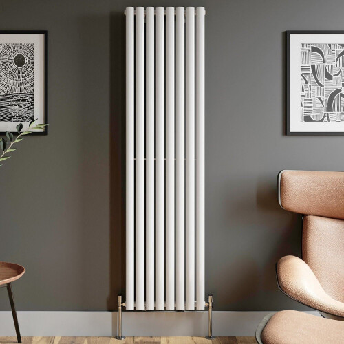 Designer Radiator Vertical White Oval Column Rads Single Panel 1800x480mm