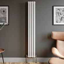Designer Radiator Vertical White Oval Column Rads Double Panel 1800x240mm