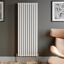 Designer Radiator Vertical White Oval Column Rads Double Panel 1600x600mm