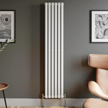 1800x360mm Designer Radiator Vertical White Oval Column Rads Double Panel Modern