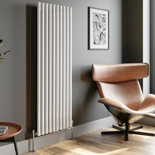 Designer Radiator Vertical White Oval Column Rads Single Panel 1600x600mm 1