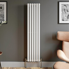 Designer Radiator Vertical White Oval Column Rads Single Panel 1600x360mm