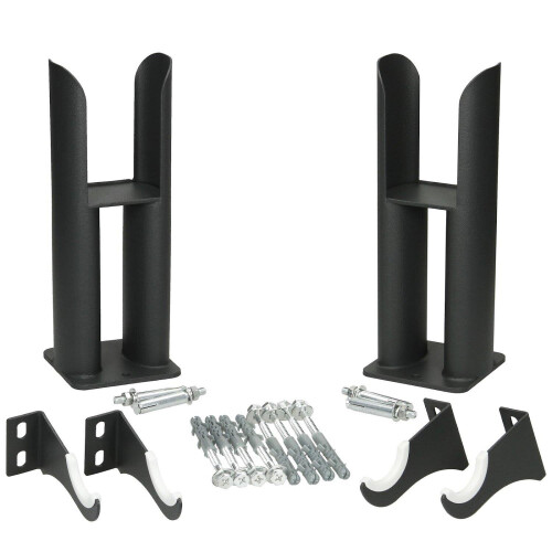 Traditional Style Radiator Leg Supports Double Bar Oval Panel Horizontal Black 2