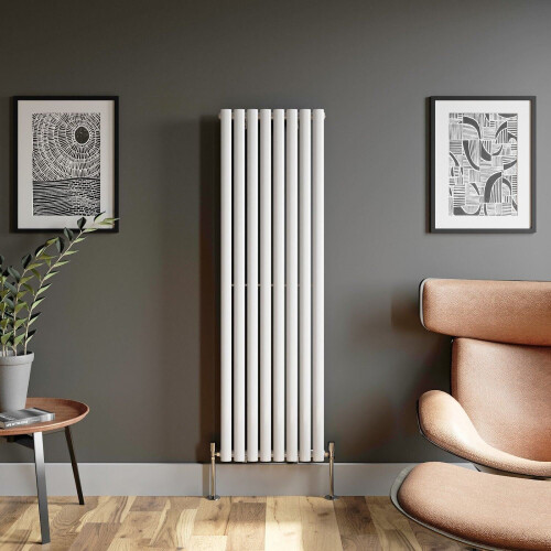 Designer Radiator Vertical White Oval Column Rads Single Panel 1600x480mm 2
