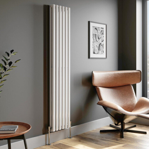 1800x360mm Designer Radiator Vertical White Oval Column Rads Double Panel Modern 2