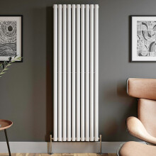 Designer Radiator Vertical White Oval Column Rads Double Panel 1800x600mm