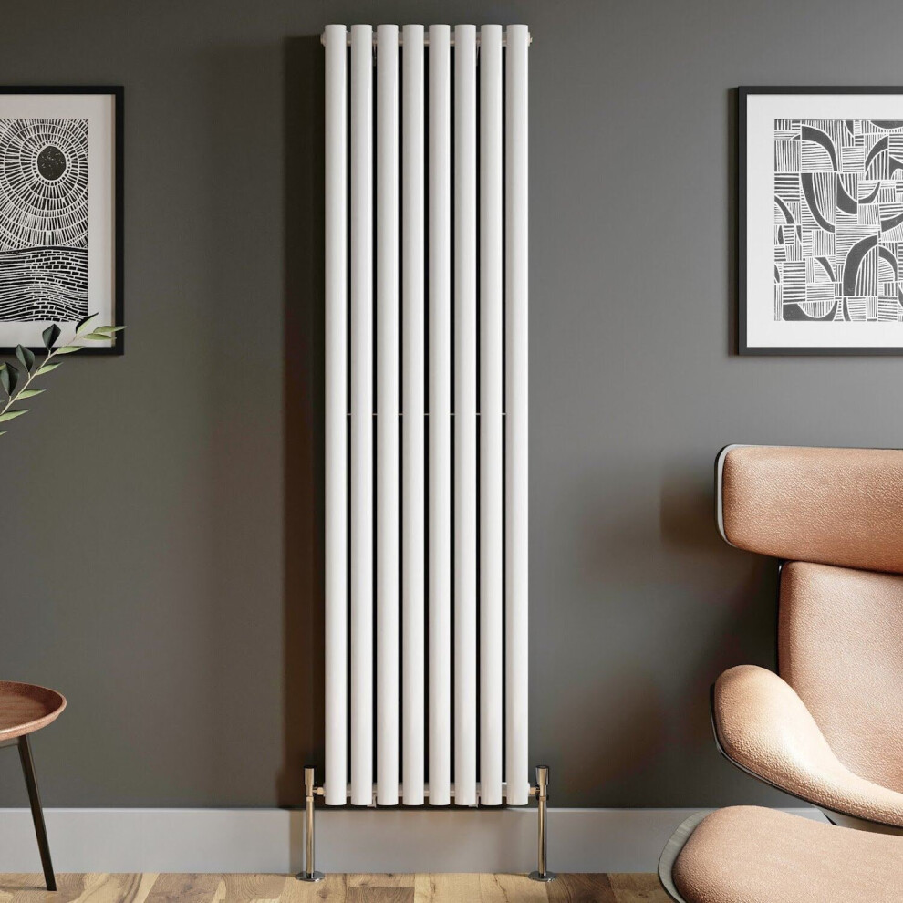 Designer Radiator Vertical White Oval Column Rads Double Panel 1800x480mm