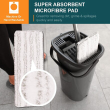 Our House Hands Free Flat Mop with 2 Refills and Bucket, Grey, 1