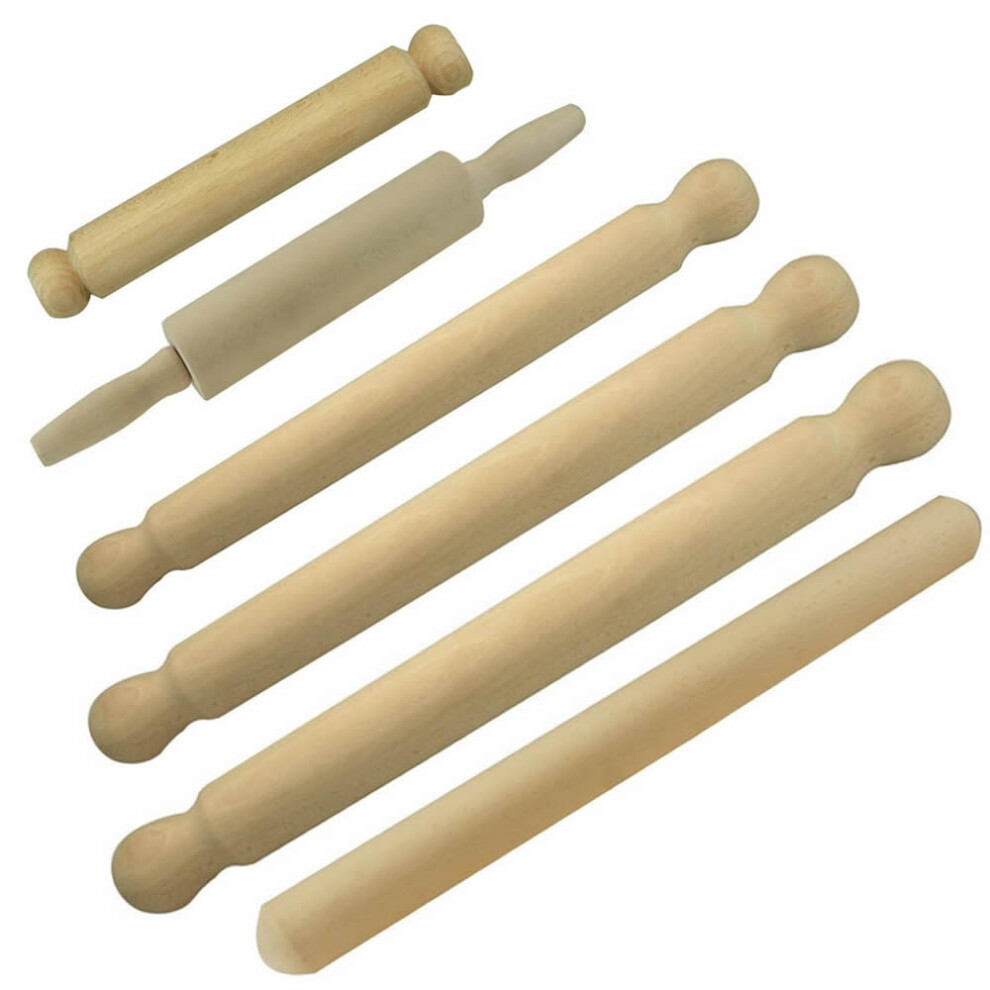 (Profiled End - 46cm) Natural Wood Wooden Rolling Pin Large and Small Pastry Chapati Cooking Baking