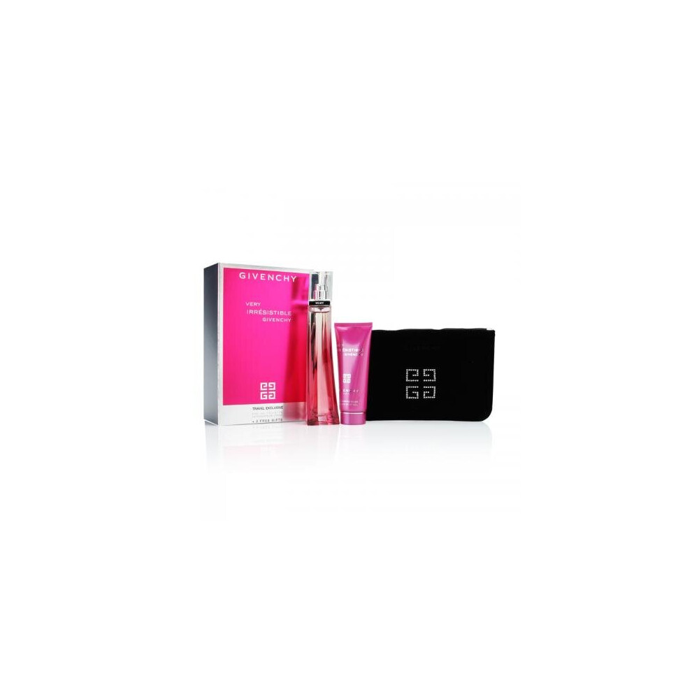 Givenchy Very Irresistible 3 Pcs Set For Women: 2.5 Eau De Toilette Spray + 2.5 Body Lotion + Pouch