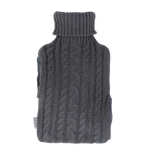 (Knitted Grey) LIVIVO 2L Hot Water Bottle Body Warmer with Pocket