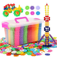 Brain Flakes Creative Building Toy, 500 Interlocking Plastic Discs with Storage Box, A great STEM Toy for Boys and Girls