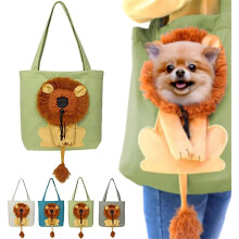 Pet Canvas Shoulder Carrying Bag Cute Lion-Shaped Pet Canvas Shoulder Bag Cat Carrier Portable Cats Small Pet Canvas Tote Chest Bag (Dark Grey)